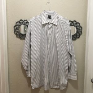 Jos A Bank Black and White Striped Button Down.